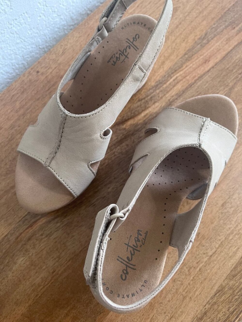 NEW! Clarks Collection Annadel Bari Sand/Natural Suede Wedge Platform Sandal 6 - Picture 8 of 13